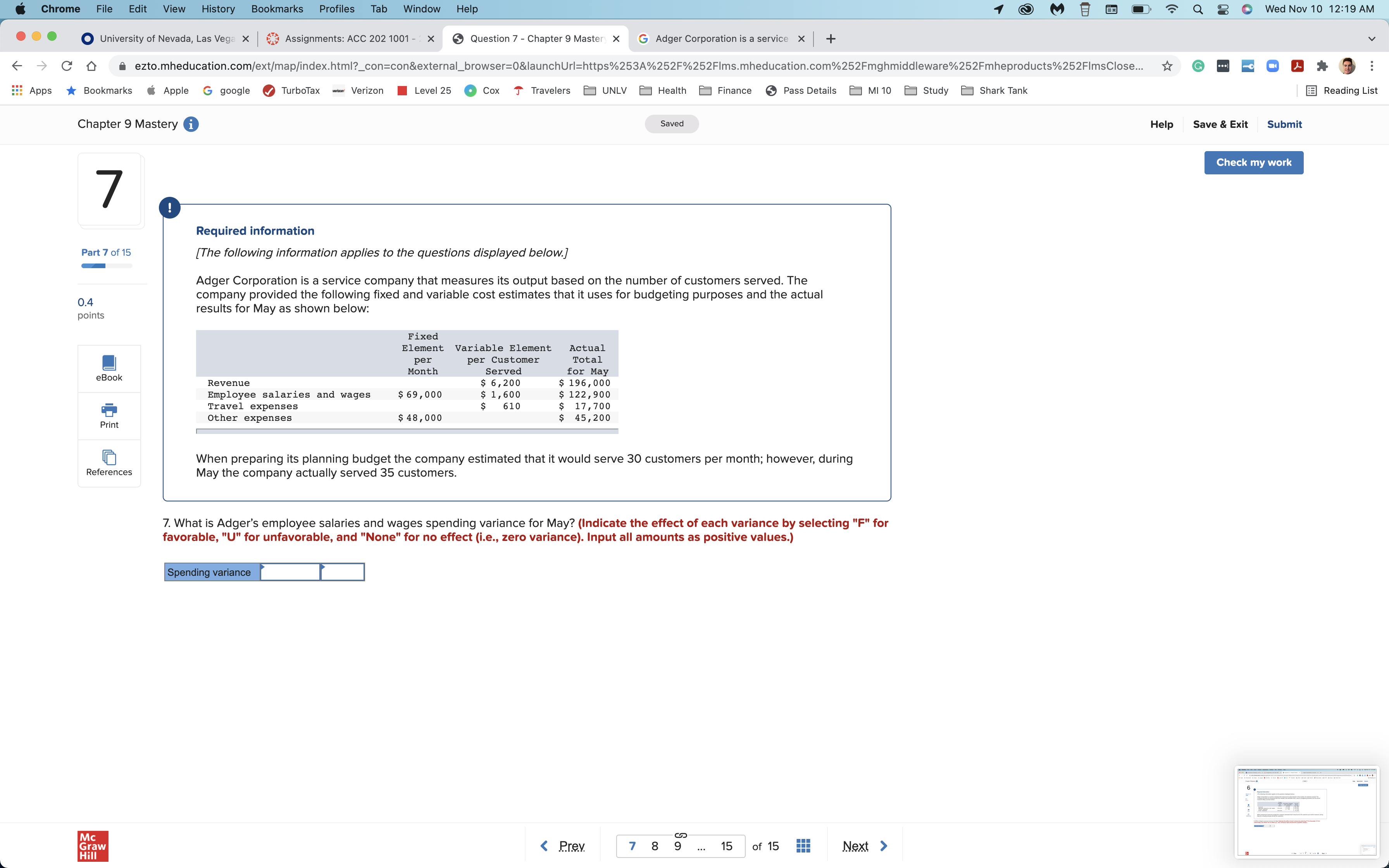 202 1001 - x Question 6 - Chapter 9 Master X G