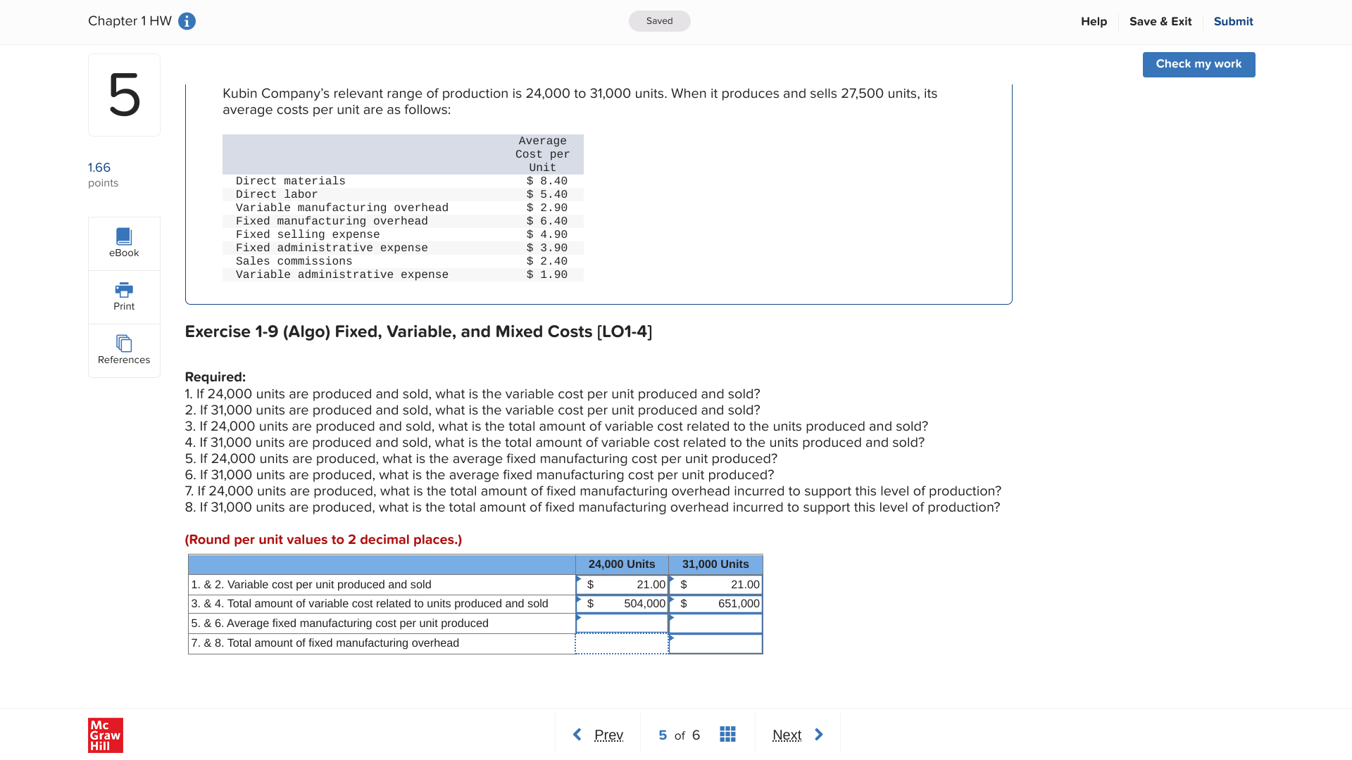my work 5 Kubin Company's relevant range of production is 24,000 to