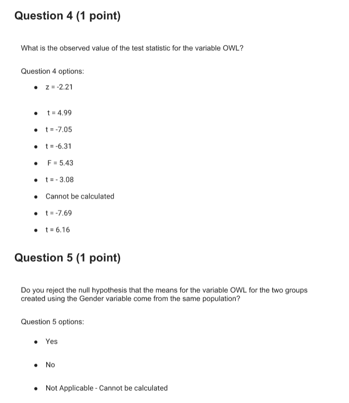  DATA SET 4 Must use alpha = 0.04, for the analysis