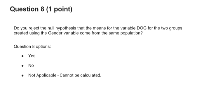 the dependent variable and DOG as the independent variable. All of the