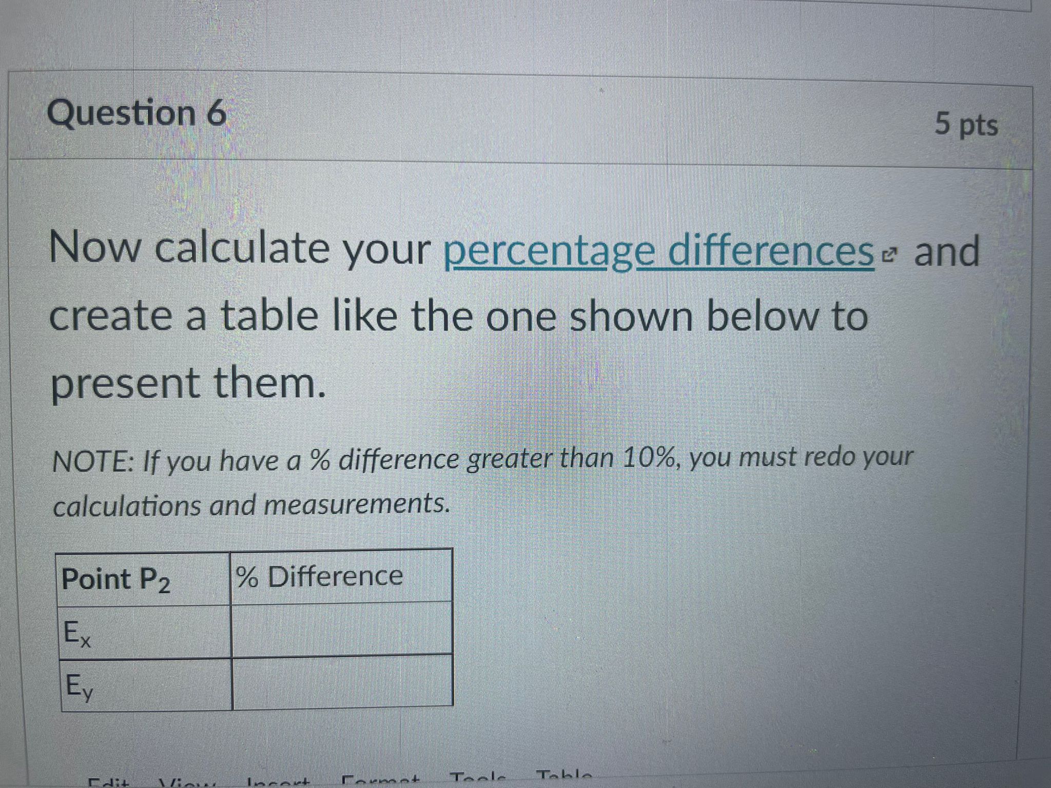 the following table below (use the table function in the editor for