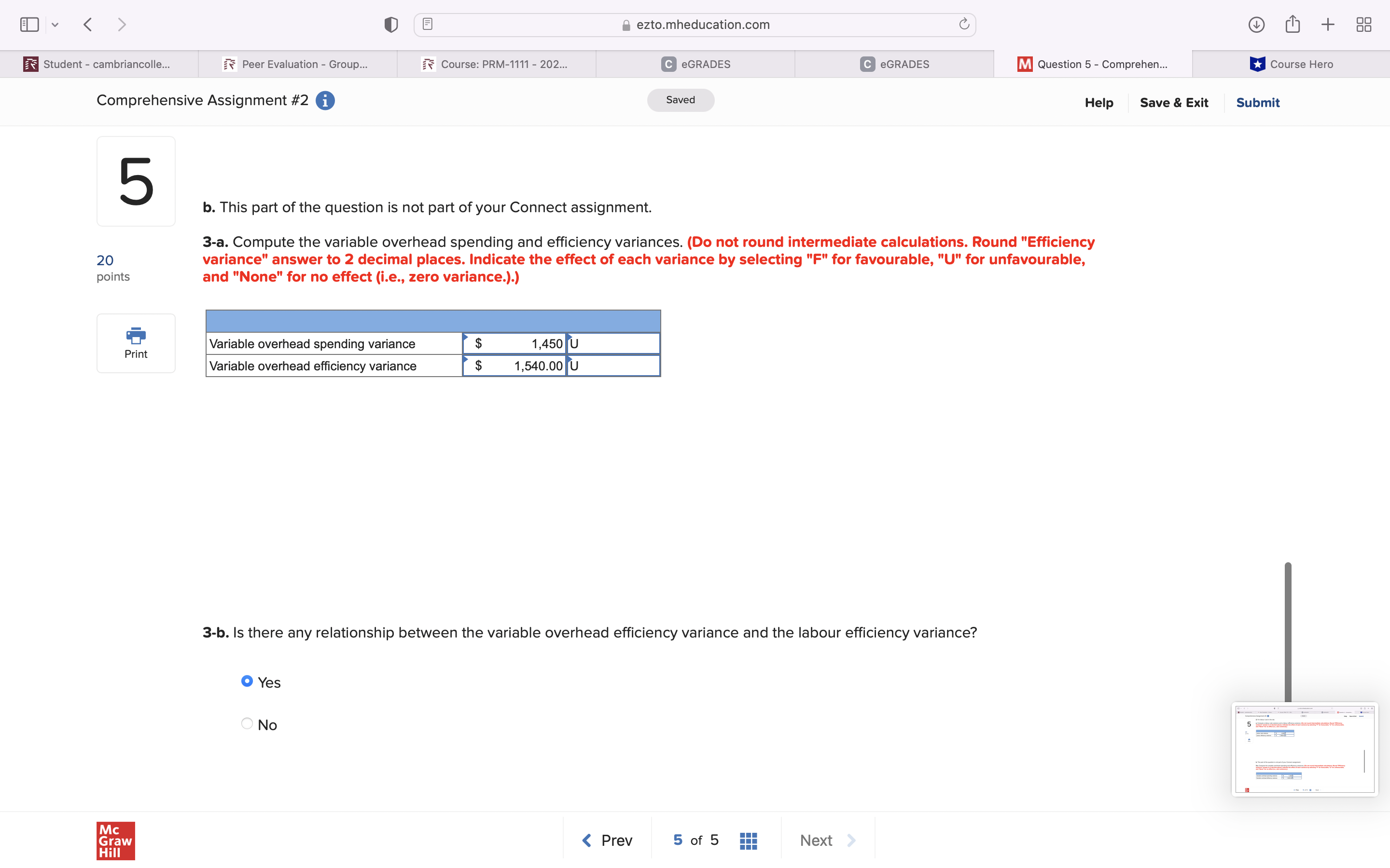 eGRADES eGRADES m Question 5 - Comprehen... u Course Hero Comprehensive Assignment