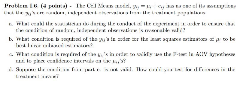 Problem 1.6. (4 points) - The .Hell Means model, yij =