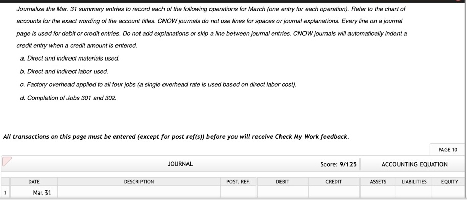 during the month. The cost sheets for the four jobs entering production