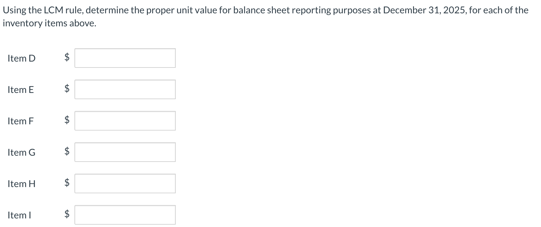 Using the LCM rule, determine the proper unit value for balance