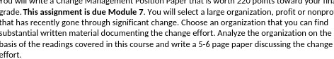 You will write a Change management Position Paper Liat is worth