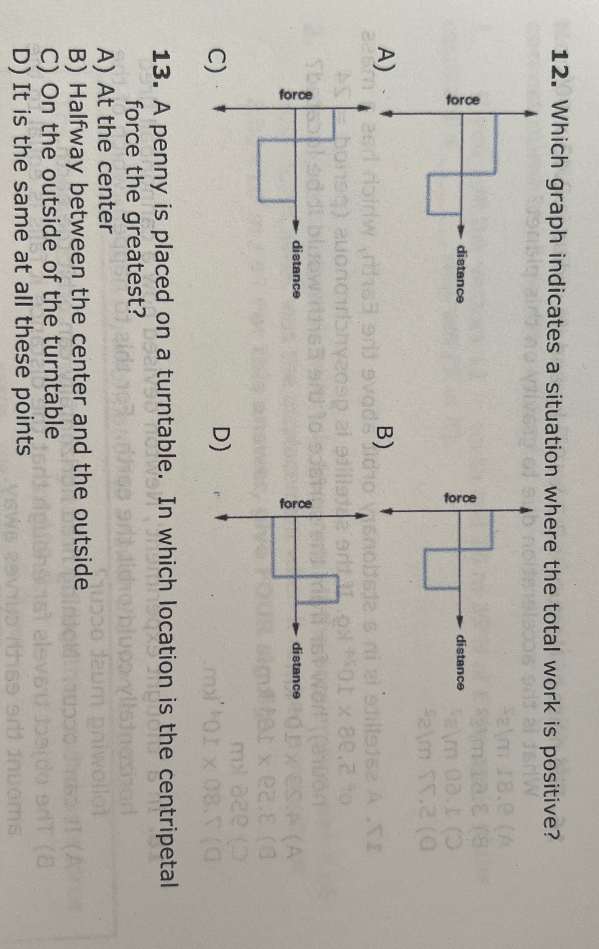 Help with 12,13 12. Which graph indicates a situation where the total
