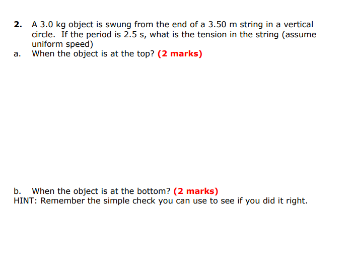 variables list, formulas, rearranged formulas, substitution, nal answer with correct units, direction