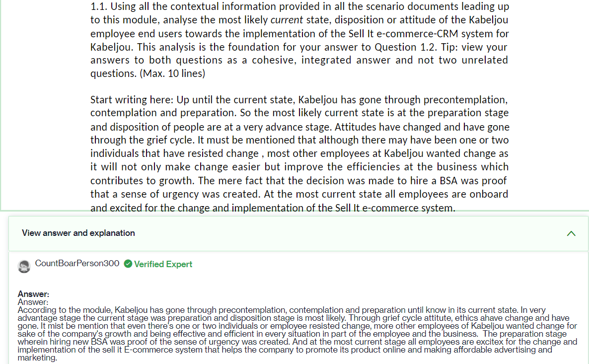 1.1. Using all the contextual information provided in all the scenario