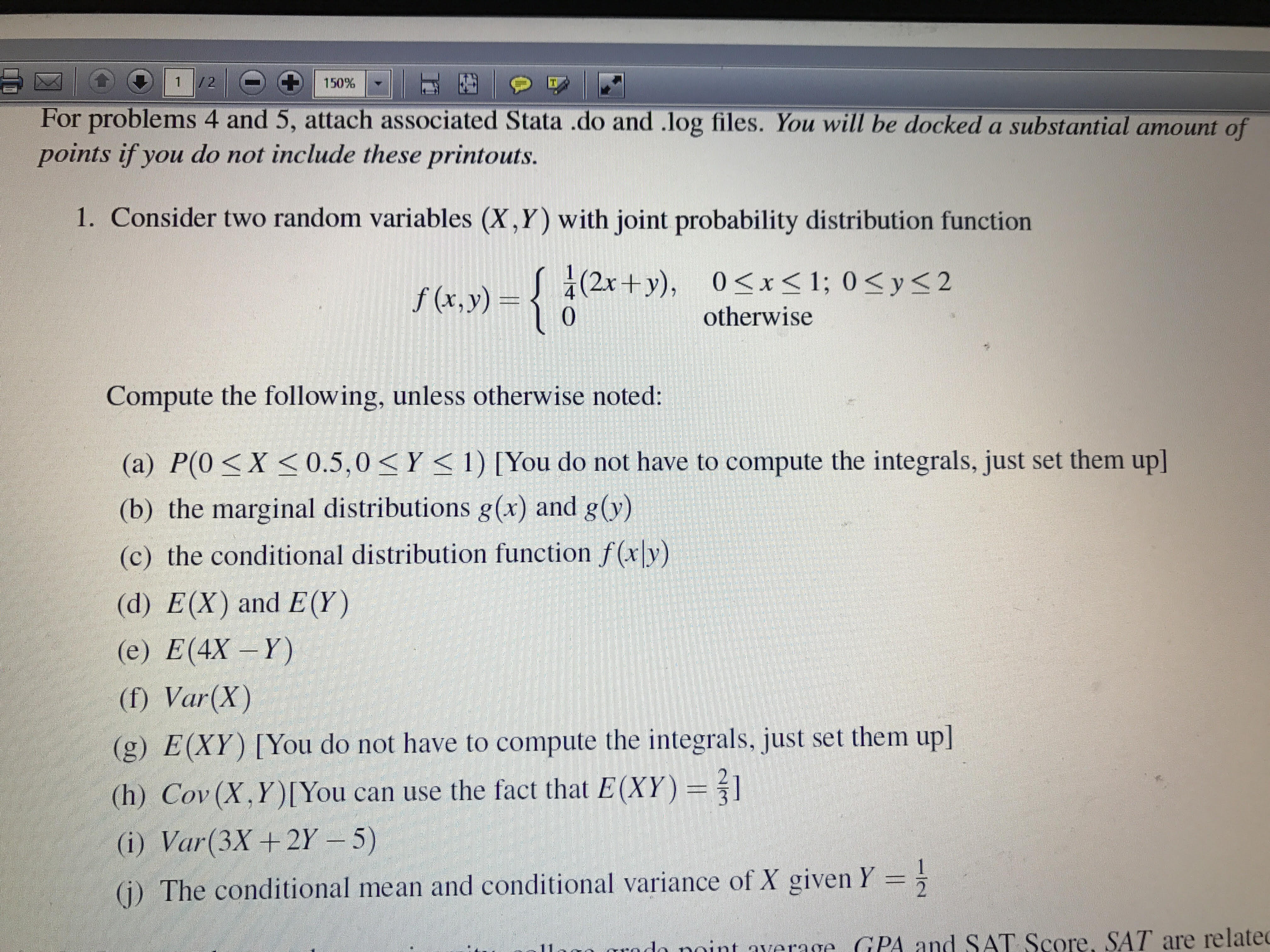 For problemS 4 and 5, attach associated Stata 'Ido and Olog files.