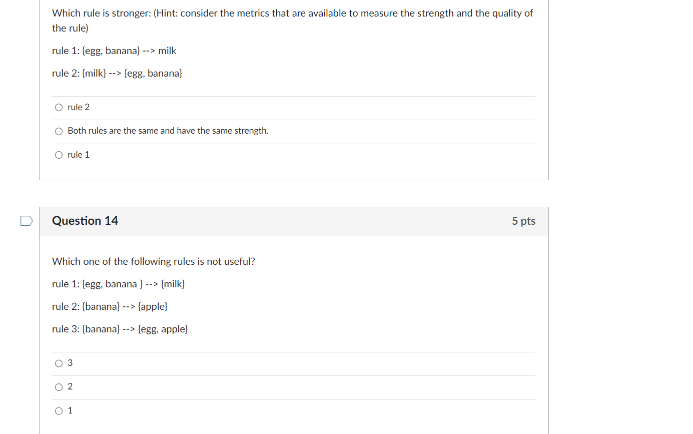 5 pts Based on the given transaction data in the previous question,