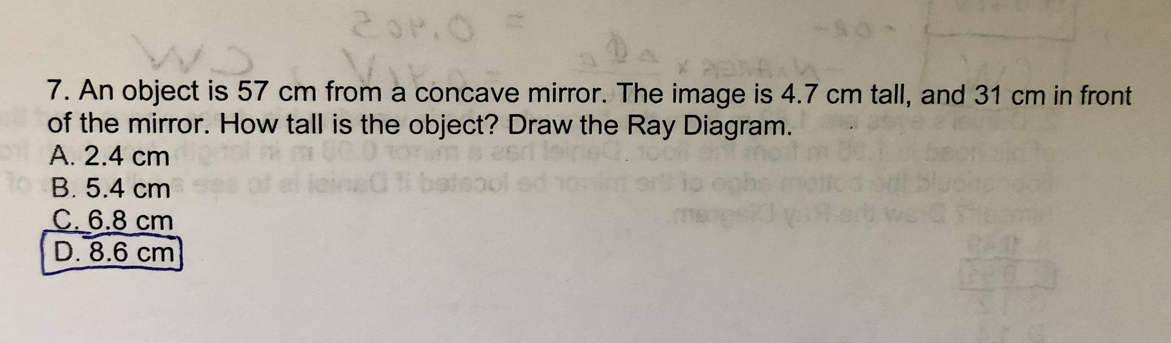Solving this problem is not an issue. Drawing the Ray Diagram IS