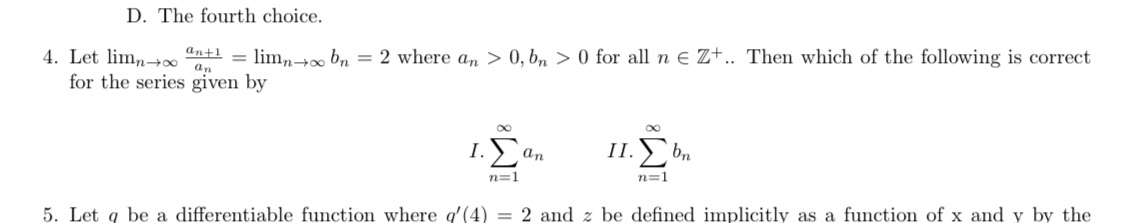 please I need an answer when bn=1/3 D. The fourth choice. 4.