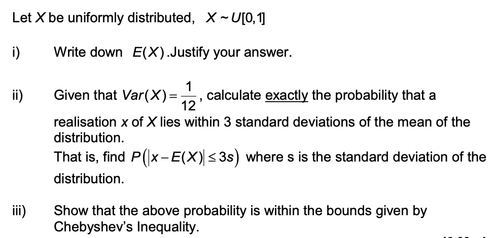 Hi, could you please help me solve this Let X be uniformly