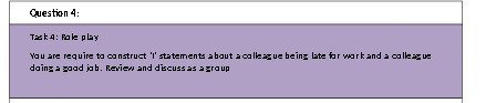 Question 4: You are require to construct 'I' statements about a