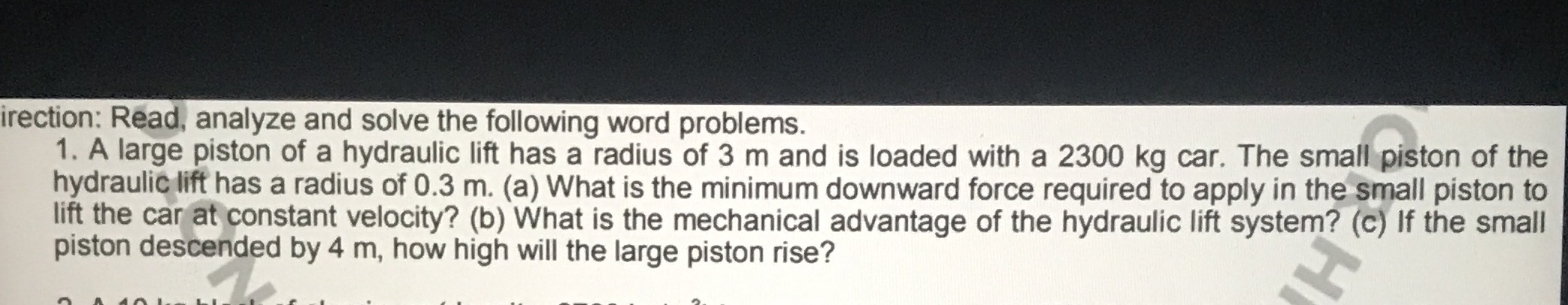 irection: Read, analyze and solve the following word problems. 1. A