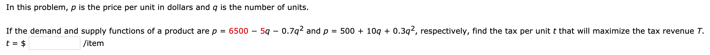 11.5 Question #6 In this problem, p is the price per unit