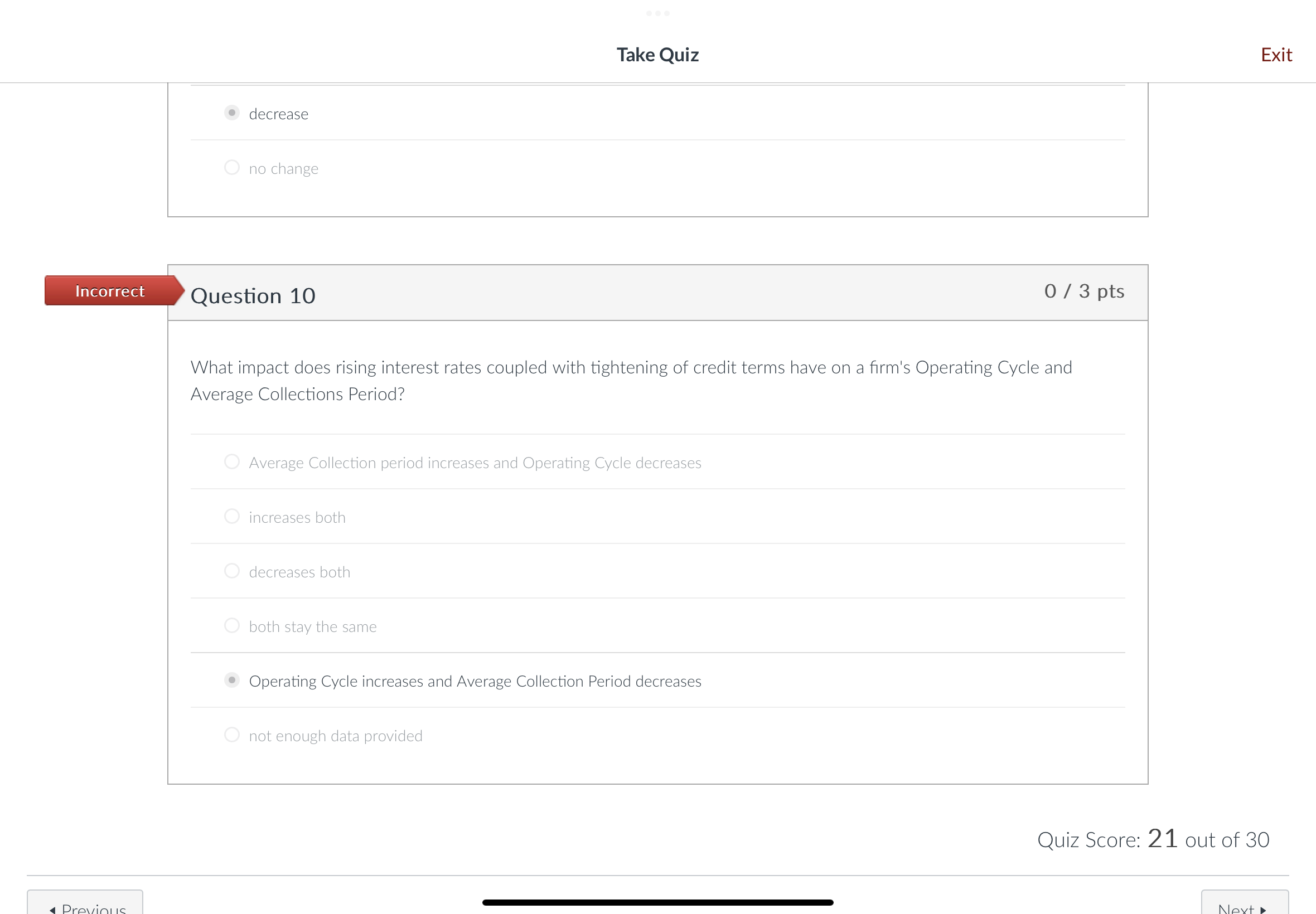 of credit terms have on a firm's Operating Cycle and Average Collections