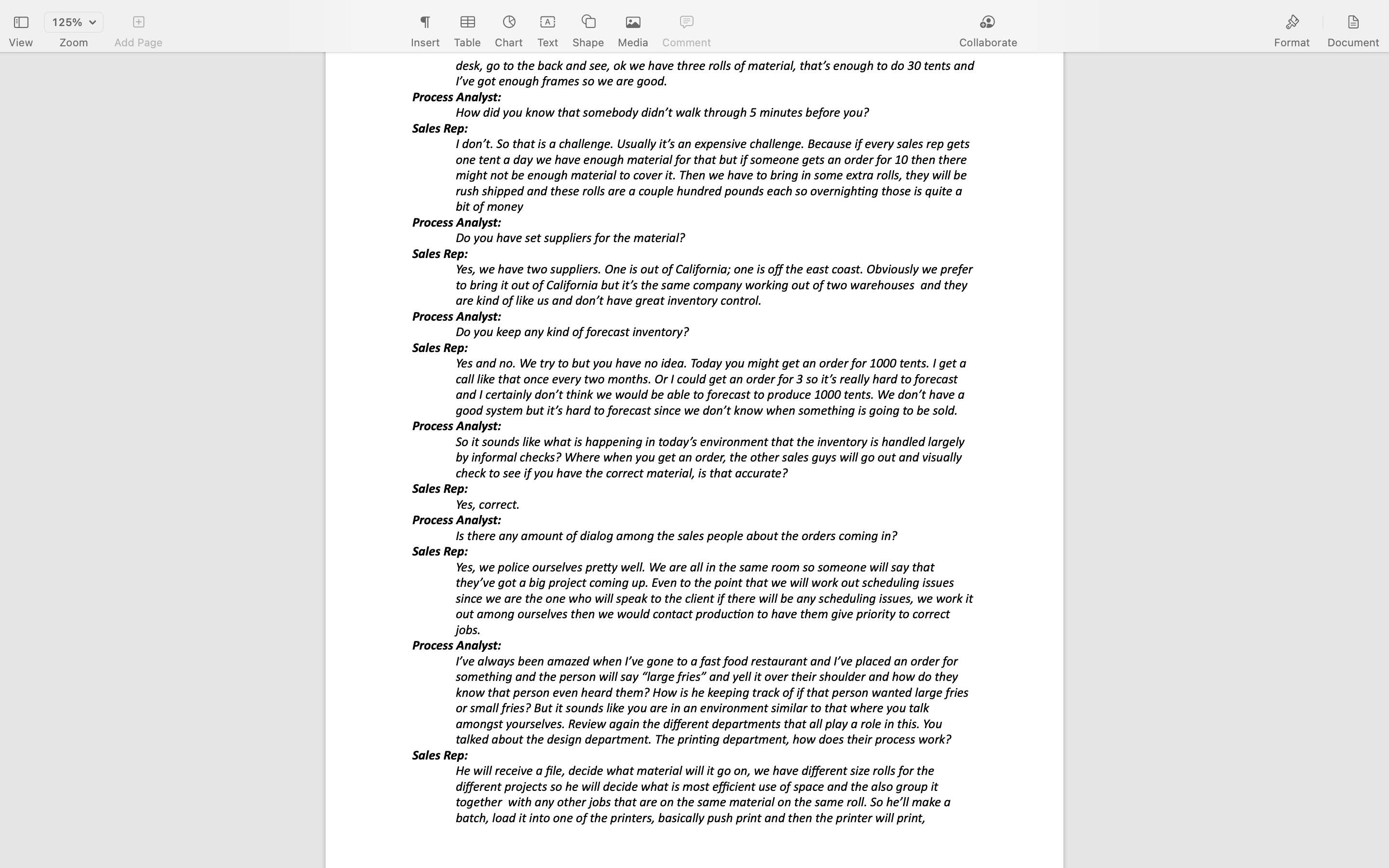 sales representative (see transcript below), complete the following three deliverables: 1, A3/Charter: