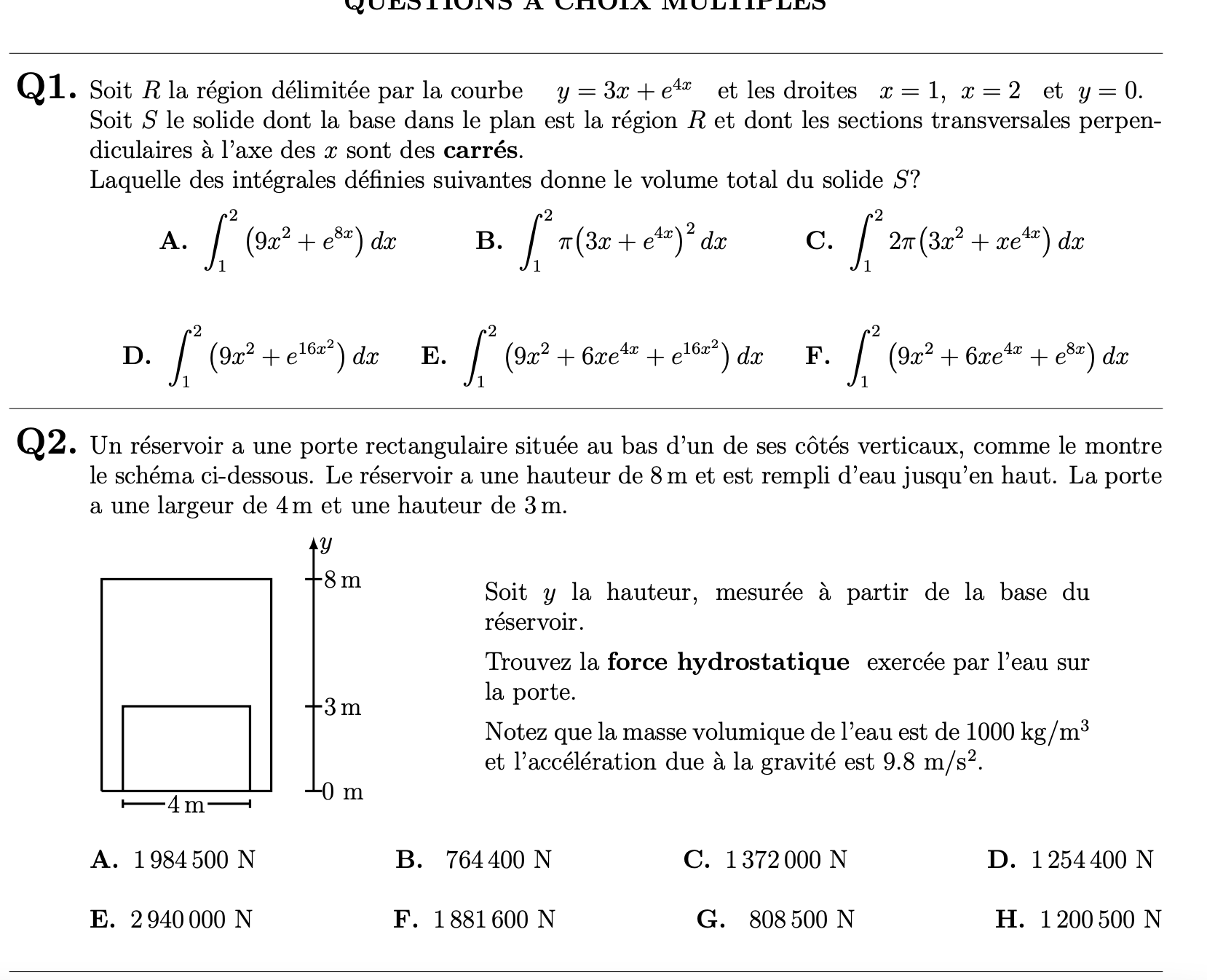+ e4 et les droites c = 1, c = 2 et