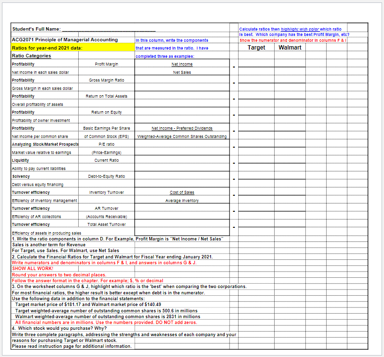 Walmart (WMT) are included as attachments. You can also find these financial