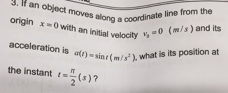 3. If an object moves along a coordinate line from the