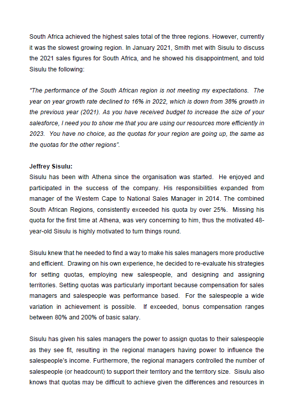 year, two of the three South African regions have missed quota. South
