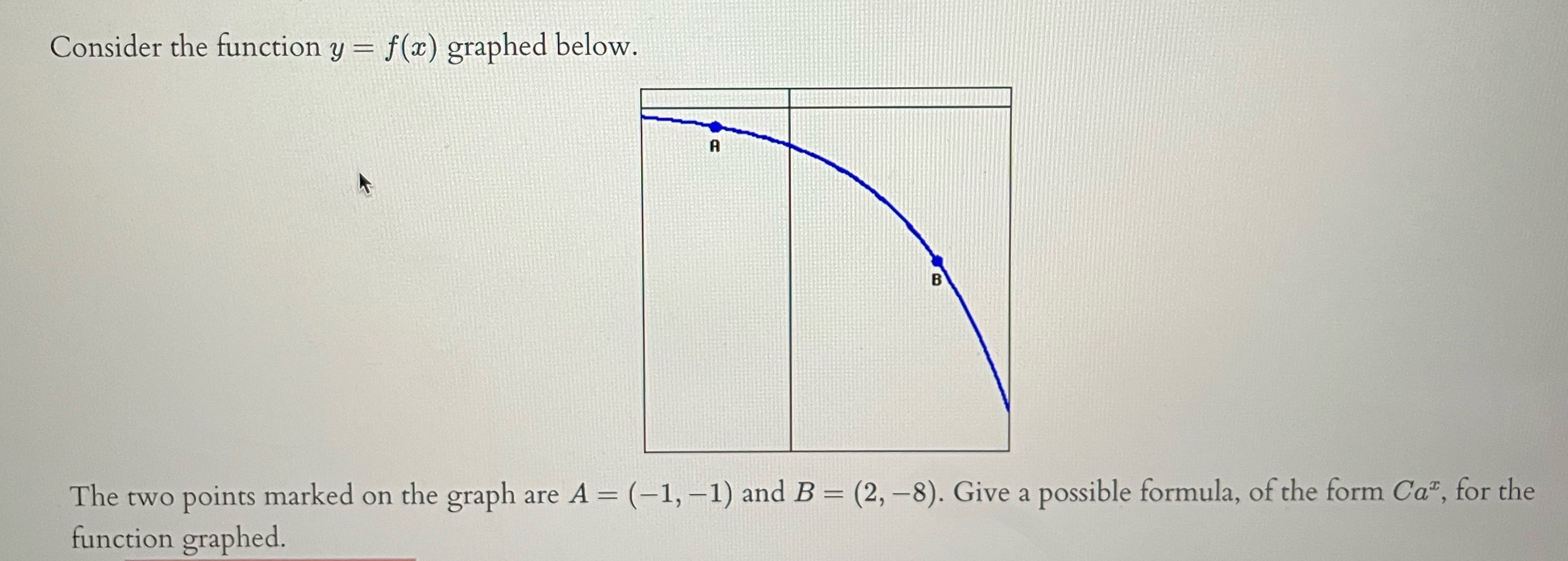 Consider the function y = f(x) graphed below. A The two