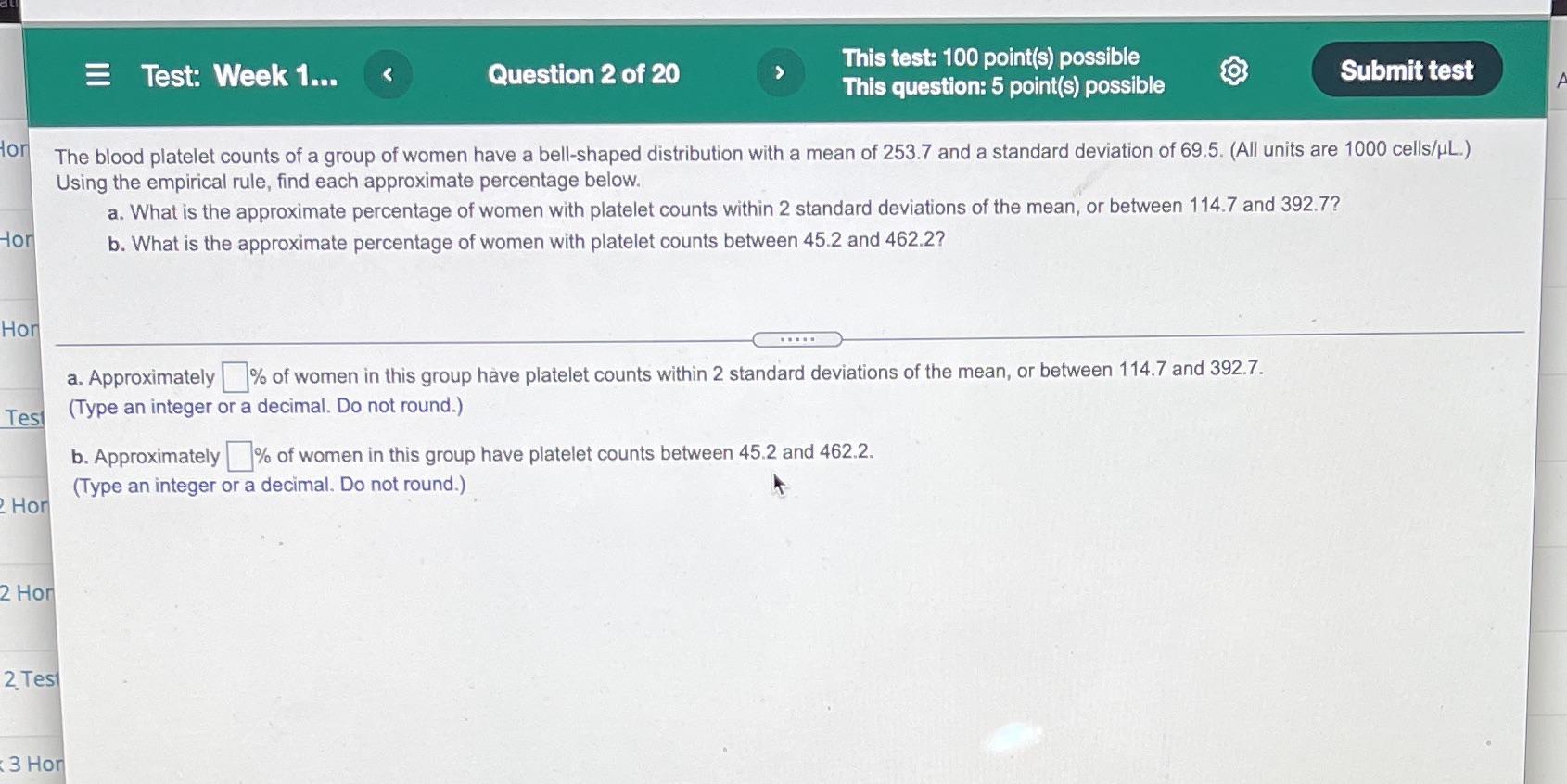  _ . This test: 100 point(s) possible Test. Week 1... Question