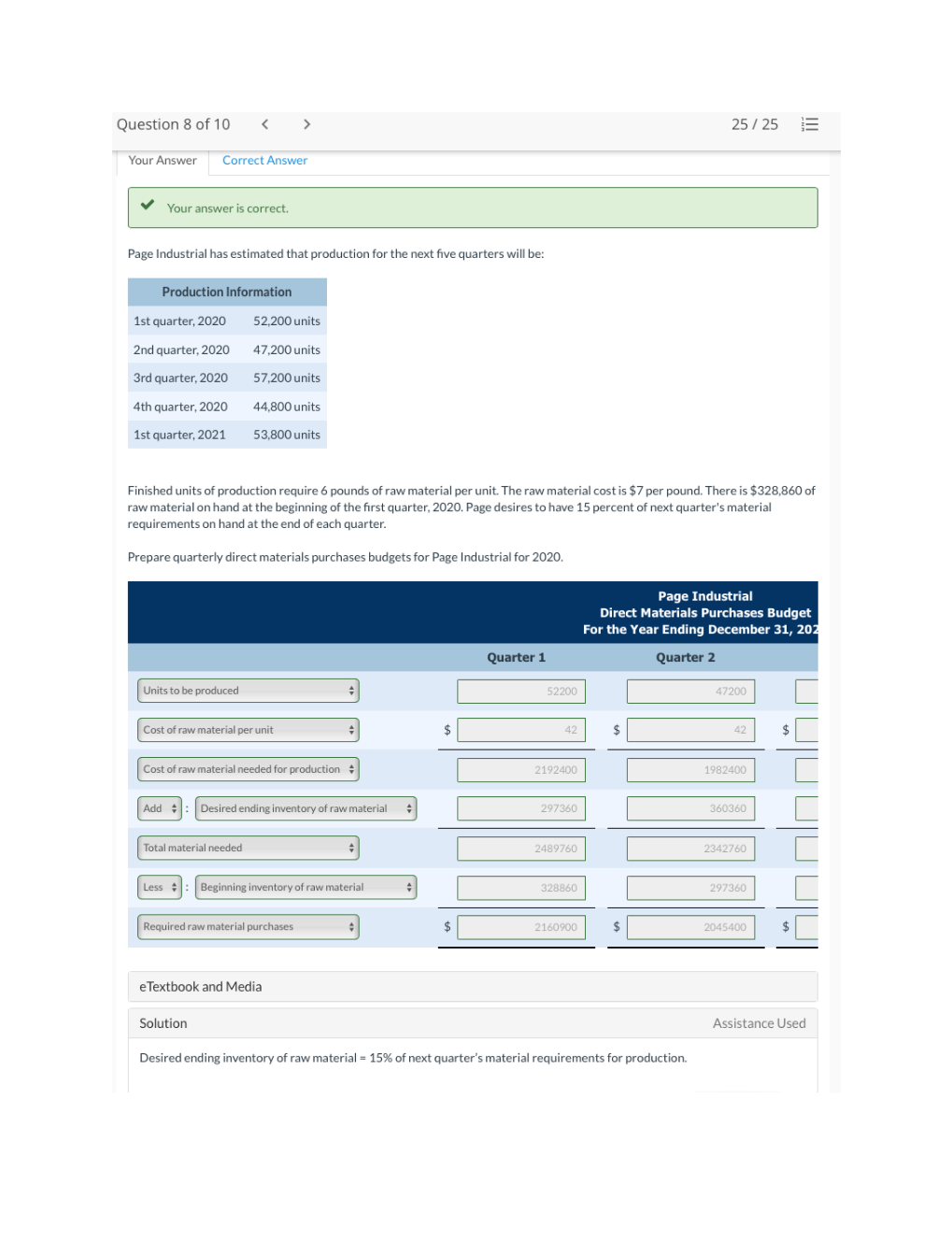 How to get the adding: the desired ending raw material Question 8