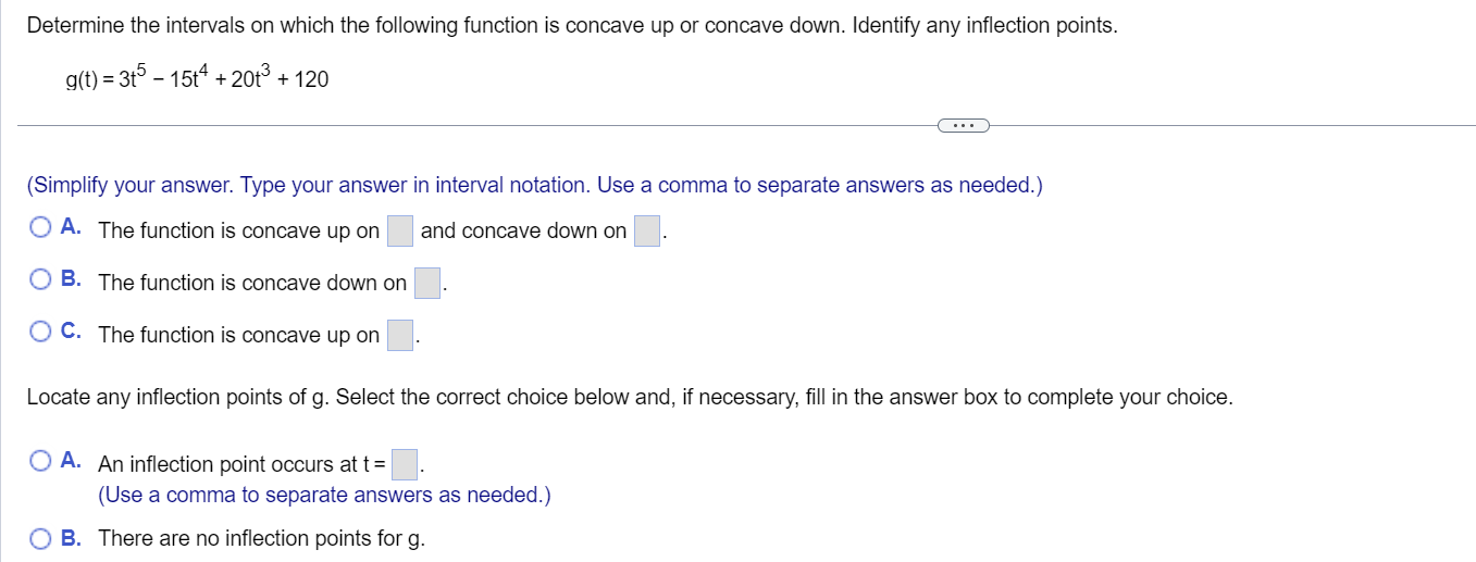 Determine the intervals on which the following function is concave up
