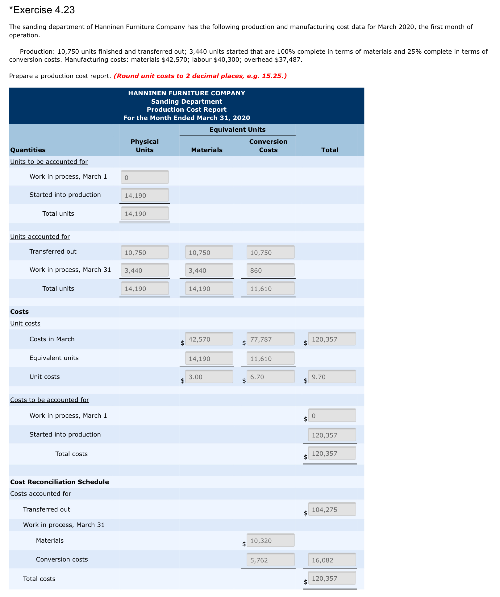 do NOT make any changes. EXERCISE 4.23 Physical Quantities Units Units to