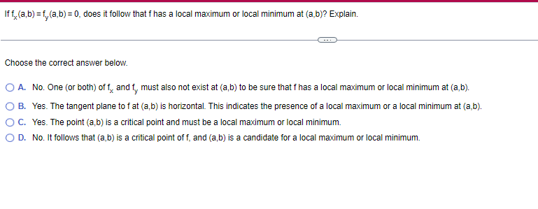 the correct answer below. Ct A. No. One {or both) o'ifx and