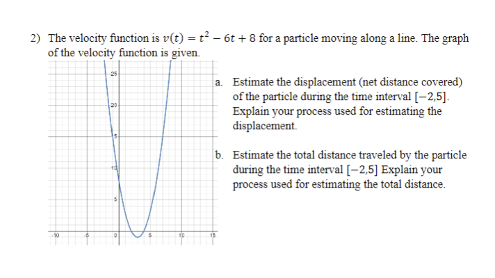 8 for a particle moving along a line. The graph of the