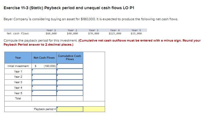 Beyer Company is considering buying an asset for $180,000. It is expected