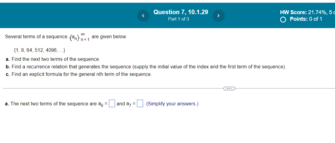 below. Given several terms of a sequence {a } a. Find the