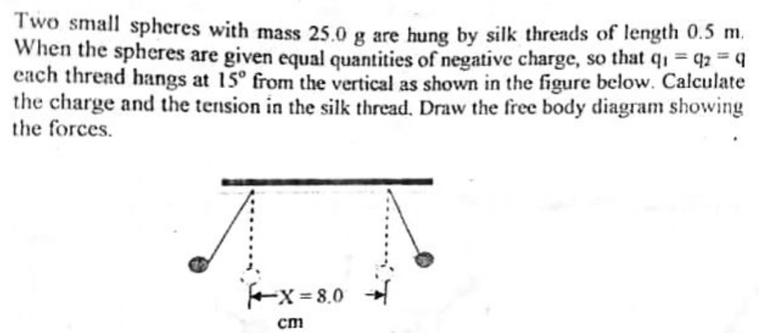 Please answer with complete calculations/solution Two small spheres with mass 25.0 g