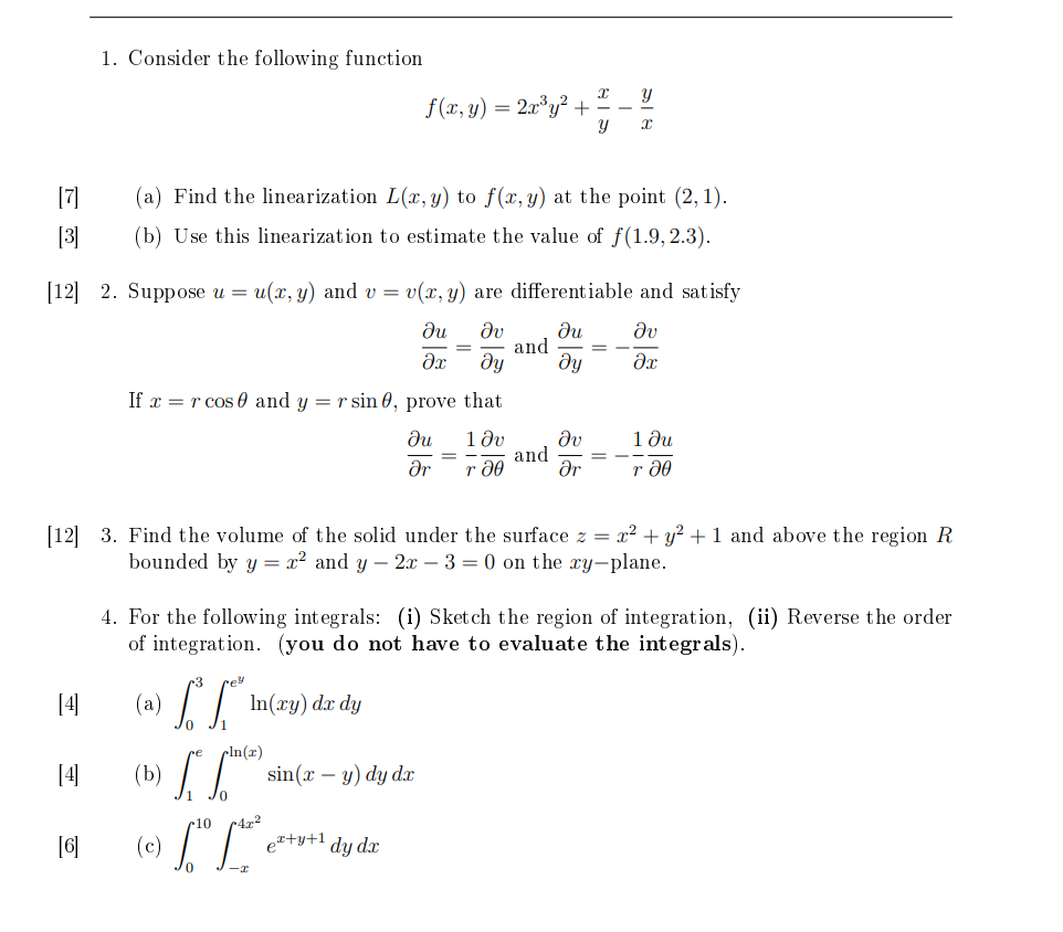 1. Consider the following function f(x, y) = 2x32 + -.