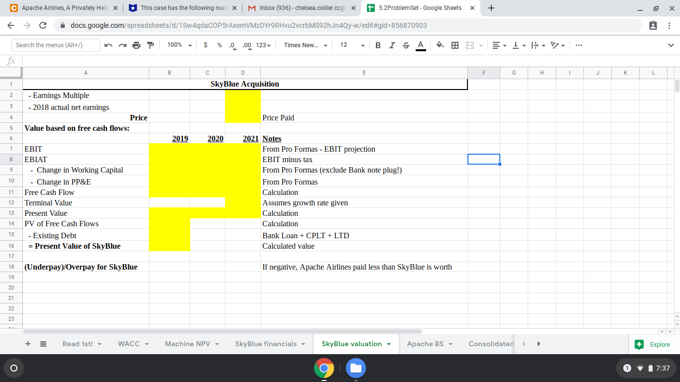5 SkyBlue financials Calculate SkyBlue's income statement (IS) and balance sheet (BS)