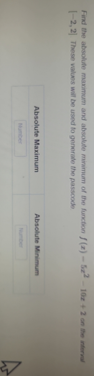  Find the absolute maximum and absolute minimum of the function f