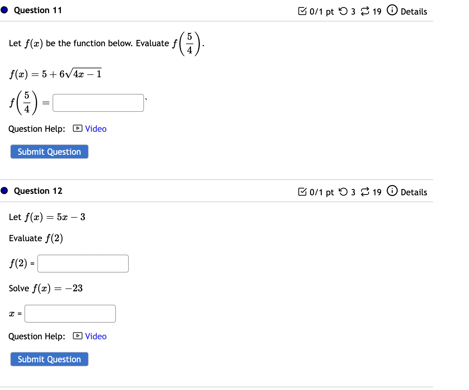 = Question Help: Video 1 Video 2 Submit Question Question 10 0/1