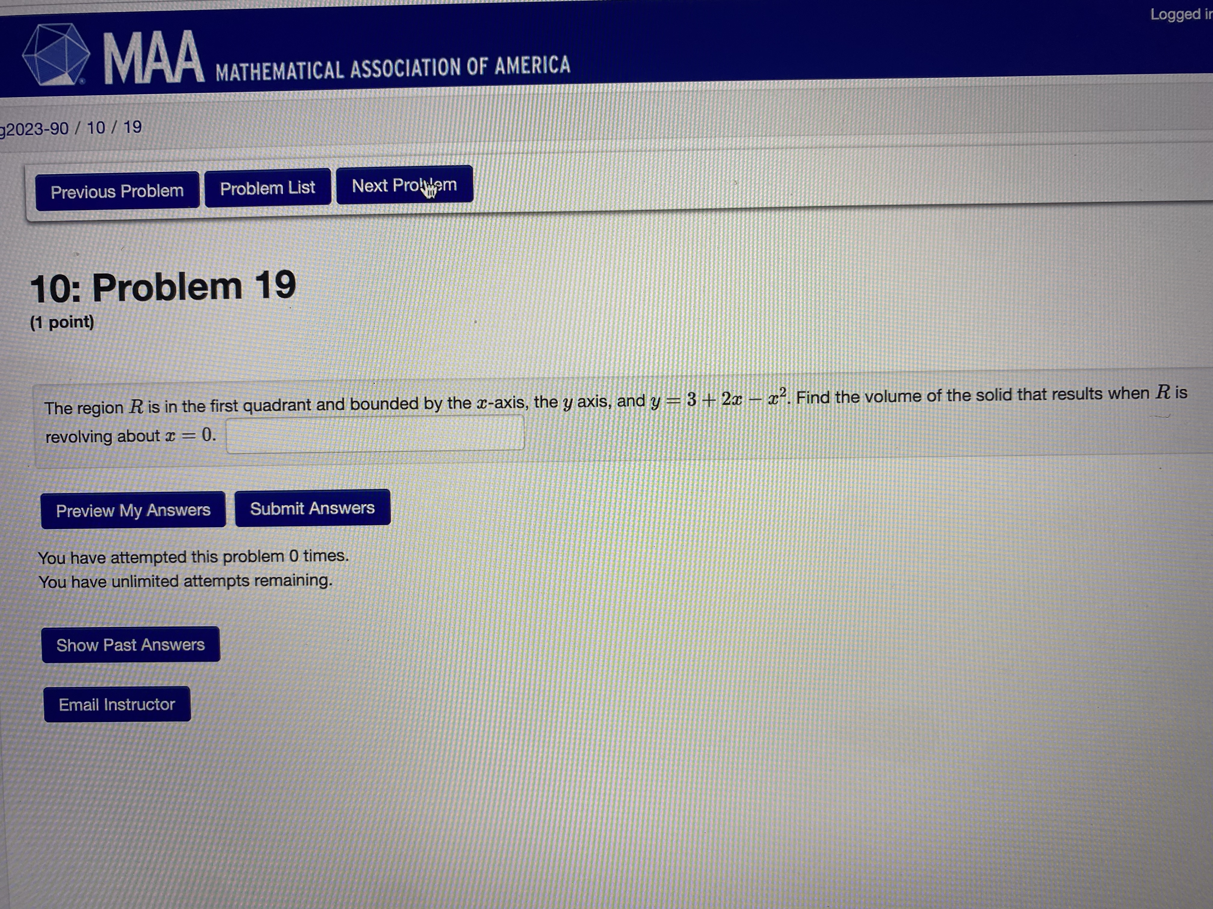 partial credit on this problem. Preview My Answers Submit Answers You have