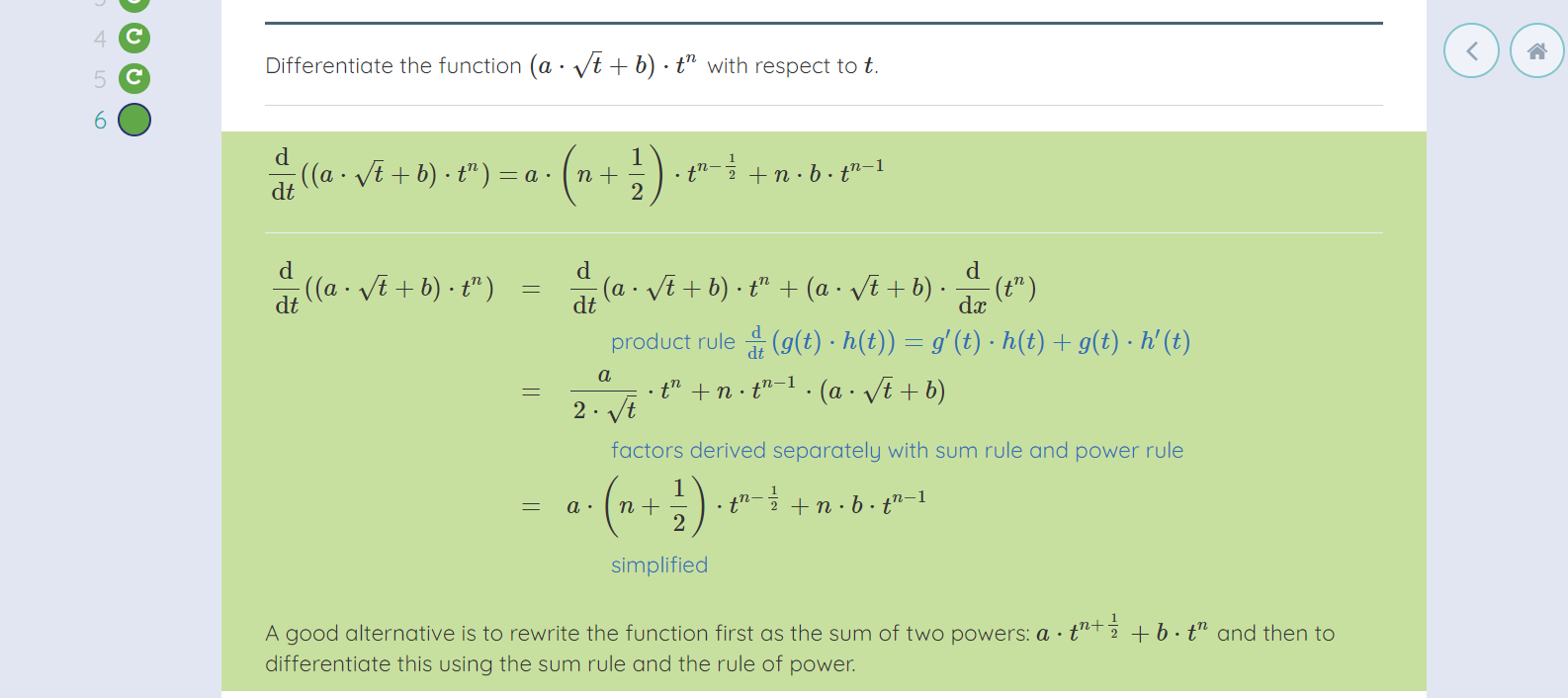 A C Differentiate the function (a . vt + b) .