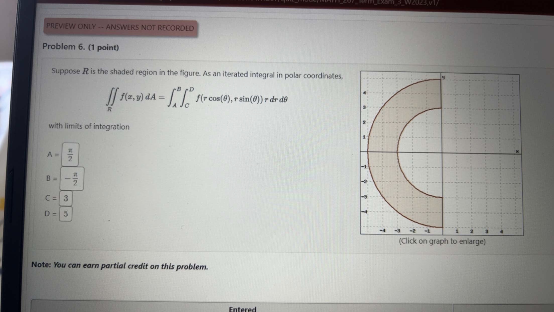 R is the shaded region in the figure. As an iterated integral