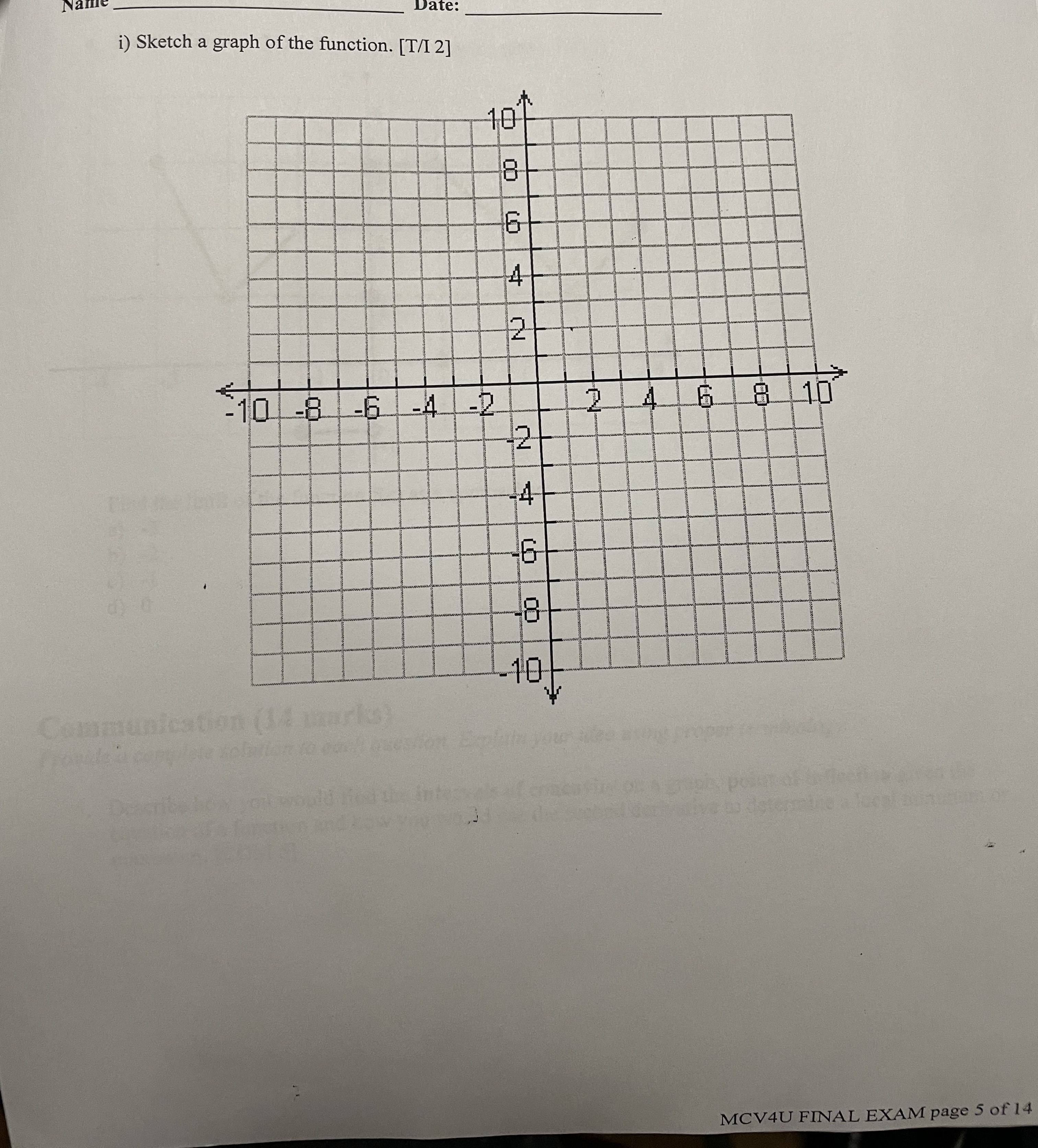 (2x + 1)2, find: a) the x and y intercepts. [T/I 2]