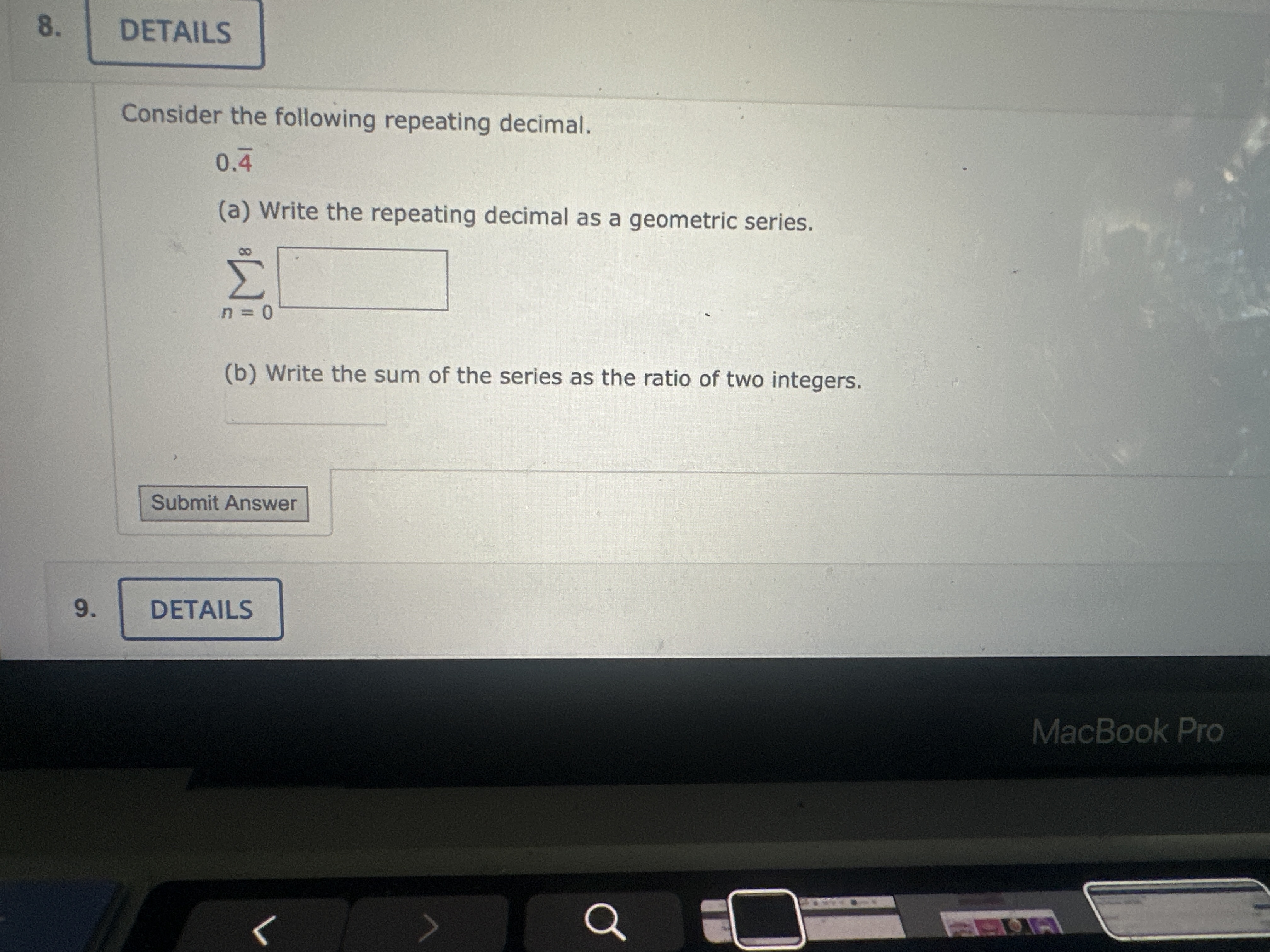 Submit Answer DETAILS 14 DETAILS Confirm that the Integral Test can be