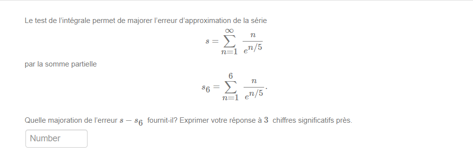 par la somme partielle Number n 1 en/5 6 n 1 en/5