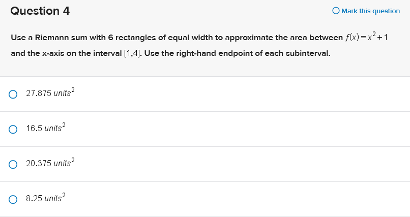 Ofavg= 6 c= - /3 and c =1/3Question 3 O Mark this