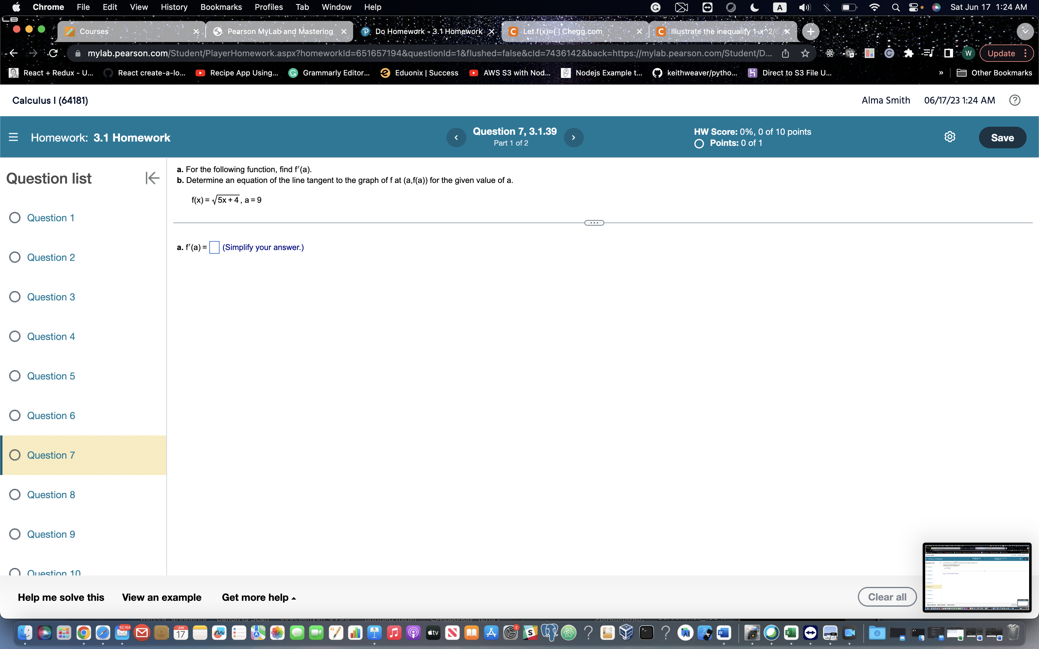 keithweaver/pytho... Direct to $3 File U... Other Bookmark Calculus | (64181) Alma
