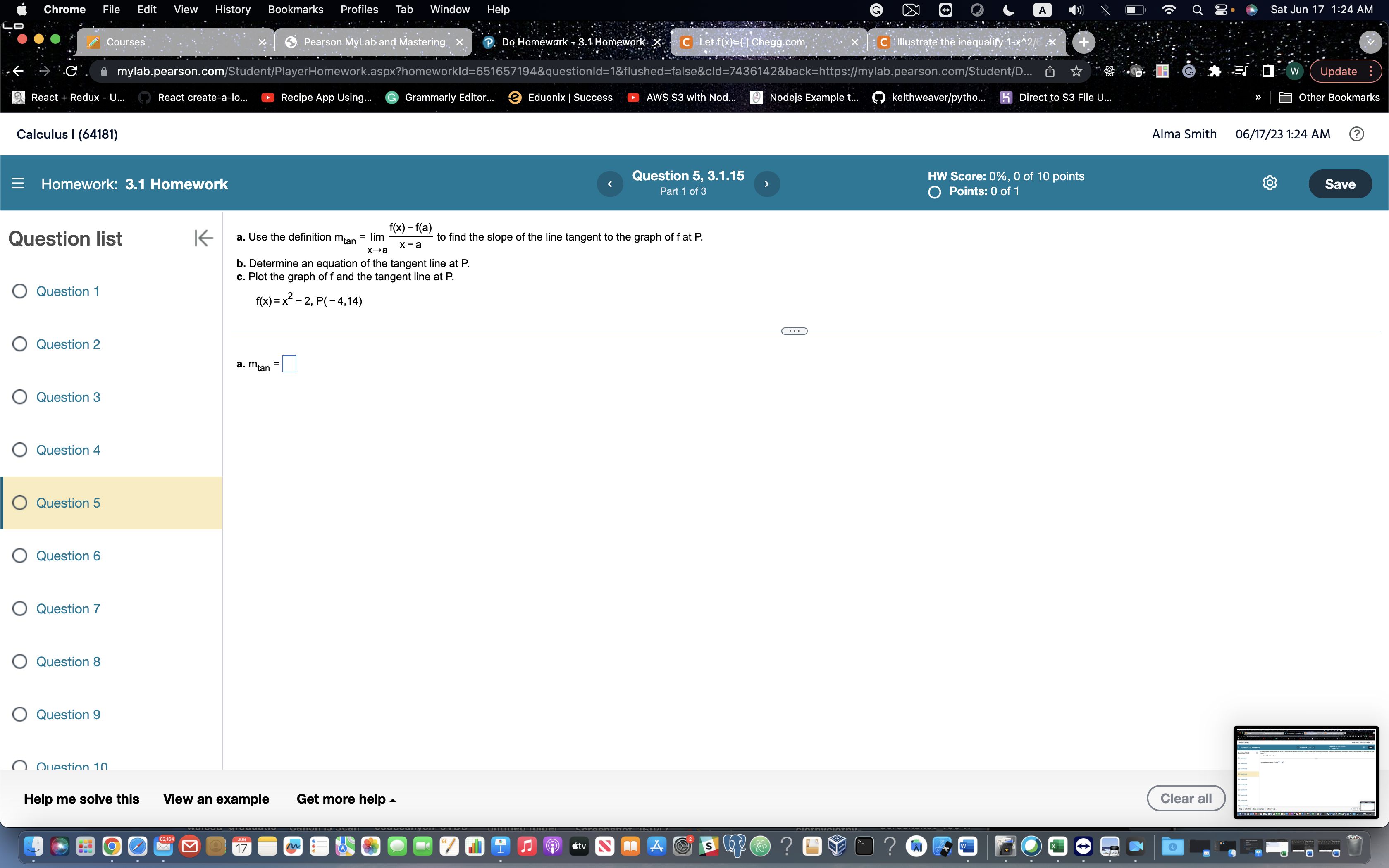 tangent to the graph of f at P. h-+0 h b. Determine